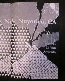 Cover of the poetry collection, Nuyorico, CA, featuring many black and white geometric shapes.